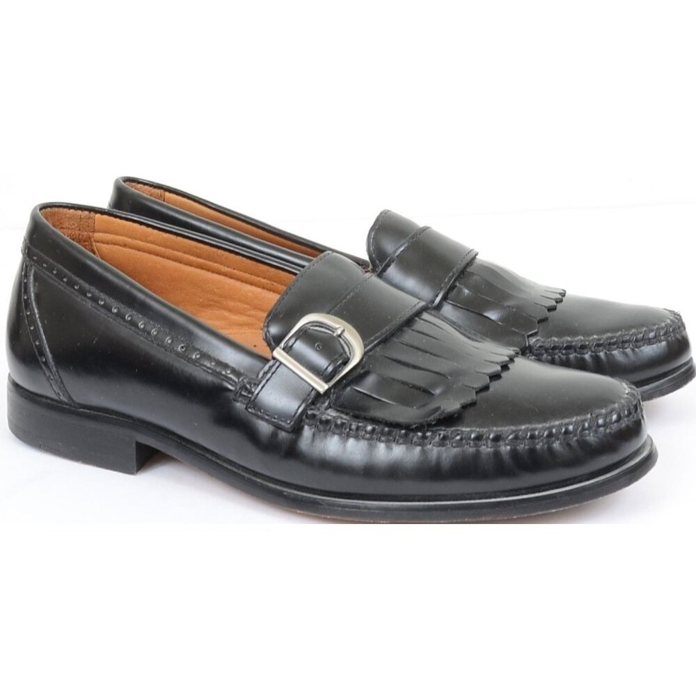 VTG Bass Mens Pendant Loafer Size 9.5 M Black Leather Preppy Old Money Academia